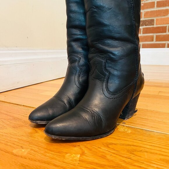 Frye Womens Renee Seam Tall Black Cowboy Western Boots 7 M - Picture 9 of 16